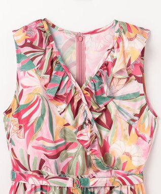 GRACE CONTINENTAL リーフプリントワンピース ピンク