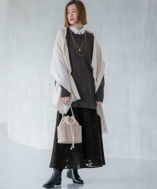 23区 【GOLD LABEL】チュールヘアリーエンブロイダリー スカート ブラック系