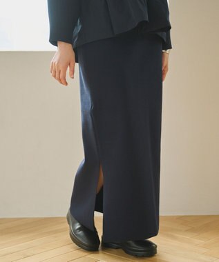 #Newans 【洗える】ナローシルエットニットスカート ネイビー