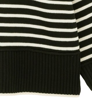 earth music&ecology 【毛玉防止 / 洗濯機洗い可】アンチピリングモックネックバックスリットニット Border Navy