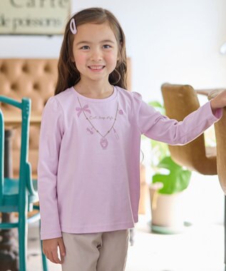 ANY KIDS 【WEB限定】7days プリント 長袖Tシャツ ラベンダー×ネックレス
