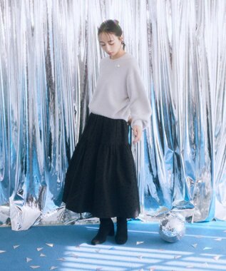 earth music&ecology ウエストシャーリングティアードスカート Black