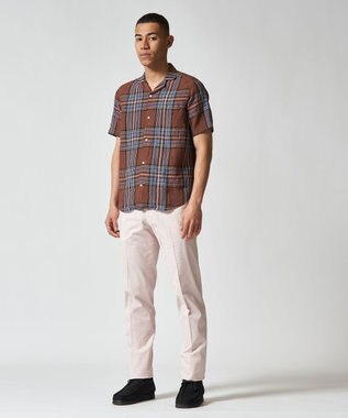 J.PRESS MEN フレンチリネンビッグチェックシャツ ブラウン系3