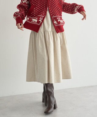 earth music&ecology ウエストシャーリングティアードスカート Ivory