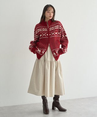 earth music&ecology ウエストシャーリングティアードスカート Ivory