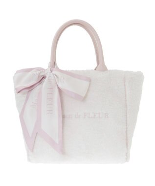 Maison de FLEUR スカーフ付きボア2WayMトートバッグ Pink Beige