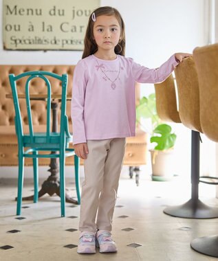 ANY KIDS 【WEB限定】7days プリント 長袖Tシャツ ラベンダー×ネックレス