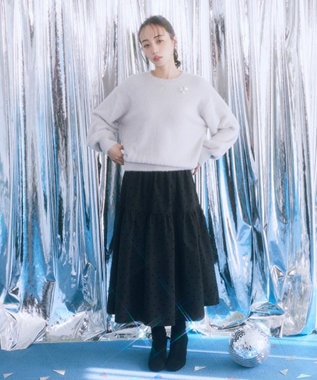 earth music&ecology ウエストシャーリングティアードスカート Black