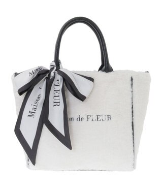 Maison de FLEUR スカーフ付きボア2WayMトートバッグ Black