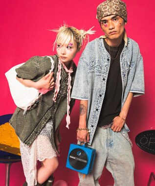 WEGO 【ユニセックス着用ITEM】ベースボールデニムグラフィックシャツ（SS） デニム淡加工色