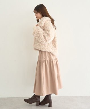 earth music&ecology ウエストシャーリングティアードスカート Beige