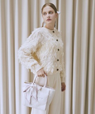 Maison de FLEUR スカーフ付きボア2WayMトートバッグ Pink Beige