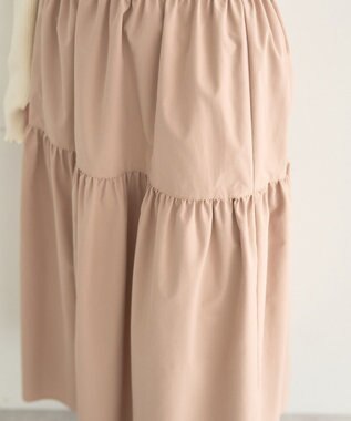 earth music&ecology ウエストシャーリングティアードスカート Beige