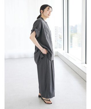 CRAFT STANDARD BOUTIQUE 【キナリノ別注】リネンレーヨンWポケットシャツ Charcoal Gray