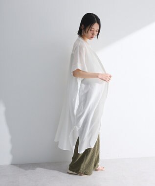 Green Parks 半袖シアーシャツワンピース Off White