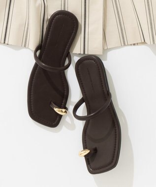 23区 【CLASSY.6月号掲載】ビジュー フラット サンダル ダークブラウン系