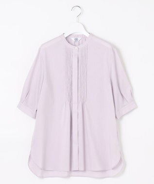 J.PRESS LADIES L 【WEB限定カラーあり・洗える】ラミーポプリン バンドカラー ブラウス ふじ色系