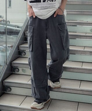 WEGO マルチポケットワイドカーゴパンツ スミクロ