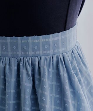 Tiaclasse 【洗える】異素材ドッキングワンピース ネイビー×ブルー