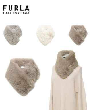 MOONBAT 【WEB限定】FURLA ベルト付きリッチフェイクファーマフラー ベージュ