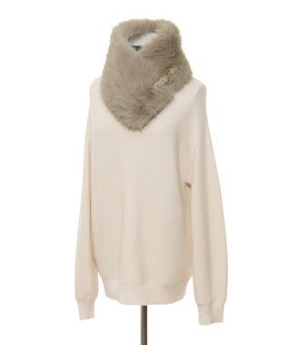 MOONBAT 【WEB限定】FURLA ベルト付きリッチフェイクファーマフラー ベージュ