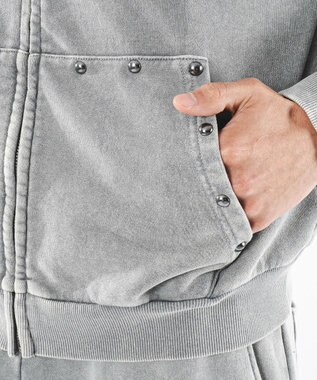 WEGO パウダーブリーチスタッズZIPパーカー グレー