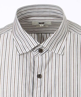 JOSEPH ABBOUD 【キングサイズ】JCサテンストライプ　シャツ ダークブラウン系1