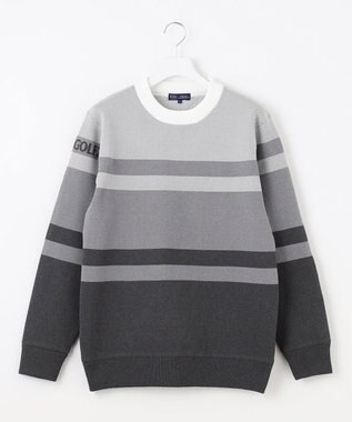 23区GOLF 【MEN】【洗える】カラーブロック 裏付き ニット ライトグレー系1