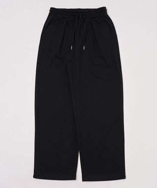 WEGO 【ウエストゴム/MLサイズ展開/ユニセックス着用ITEM】ボンディングワイドスウェットパンツ ブラック