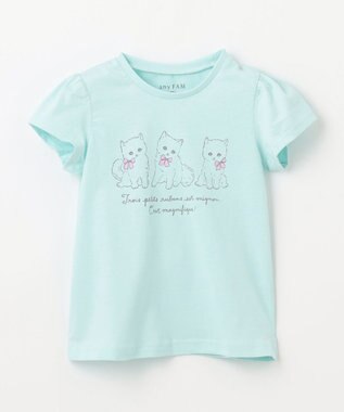 ANY KIDS 【WEB限定】7days プリント 半袖 Tシャツ ライトブルー×ネコ