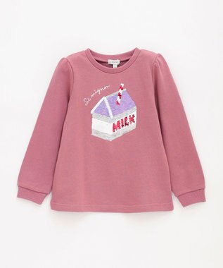 ANY KIDS ミラクルスパンコール トレーナー ピンク×家