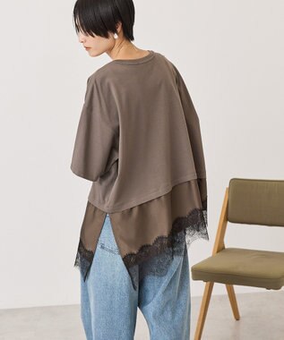 AMERICAN HOLIC レースドッキングＴシャツ Charcoal Gray
