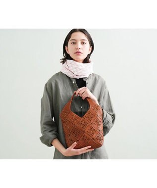genten サステナブルカットワーク トートバッグ（中） チャ