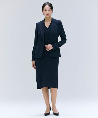 BEIGE， 【洗える・L-size】CINDY / Vネックハーフスリーブワンピース Navy x Black