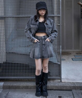 WEGO デニムプリーツミニスカート ブラックその他