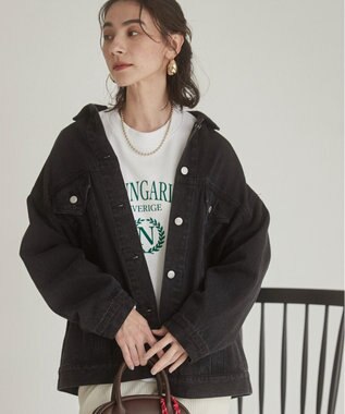 WEGO 【ANGIE VINTAGE】ビッグシルエットデニムジャケット / オーバーサイズGジャン ブラック