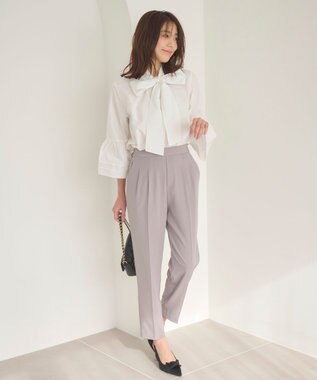 Feroux 【洗える・2WAY】リボンタイチュニック ブラウス ホワイト系