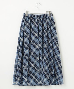 Feroux 楊柳チェックフレア スカート ネイビー系2