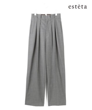 23区 【エステータ】ウールトロドライストレッチ タックワイドパンツ