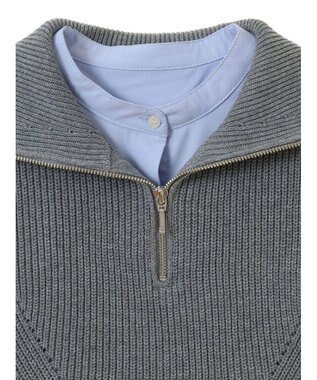 earth music&ecology ＳＥＴ　Ｚｉｐニットベスト＋ブラウス Gray