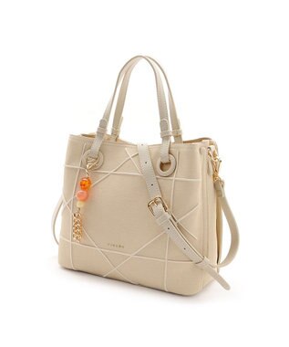 MioFIRANO カジュアルシッククロスラインハンドバッグ 2WAY チャーム付き　FIRANO フィラノ IVORY