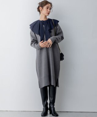 組曲 Aラインリラクシーニット ワンピース ライトグレー系9