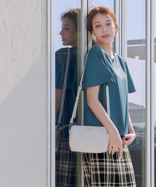 Tiaclasse 【洗える】ブラウス見えフレアスリーブカットソー ターコイズ