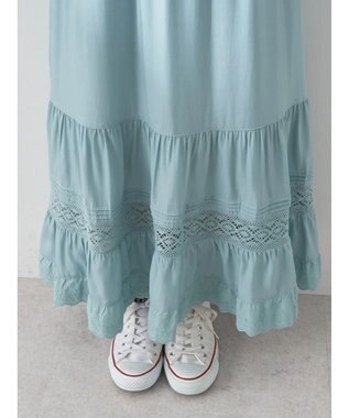 earth music&ecology レースティアードスカート Mint