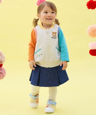 MIKI HOUSE HOT BISCUITS 【80-120cm】マルチカラー 裏毛パイルベスト グレー