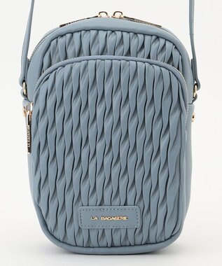 LA BAGAGERIE ランダムプリーツショルダーバッグ タテ ライトブルー