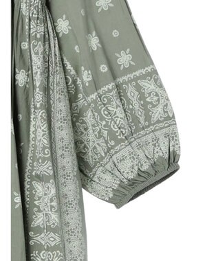 CRAFT STANDARD BOUTIQUE パネル柄ウエスト切り替えボリュームワンピース Light Green