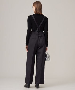 ICB L 【CLASSY.1月号掲載・2WAY・洗える】 クリアサテン ワイドストレートパンツ ブラック系