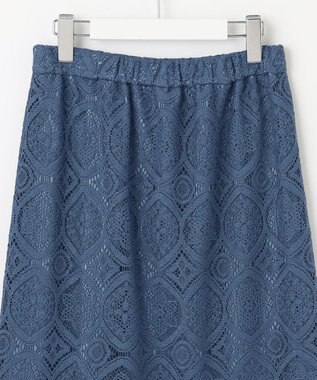 J.PRESS LADIES S 【洗える】ジャカードレース ナロースカート ブルーグリーン系