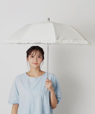  【晴雨兼用日傘】LANVIN en Bleu (ランバン オン ブルー) 折りたたみ日傘 ドビーフリル 遮光 遮熱 UV